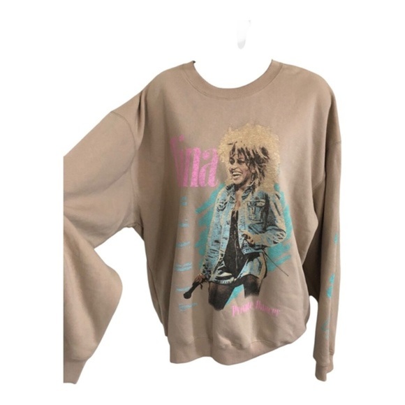 Tina Turner tan 1984 Private Dancer graphic print Concert sweatshirt size large - Picture 1 of 14